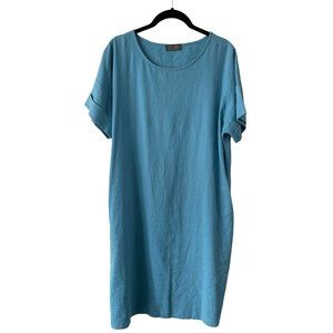CUB Blue Linen Knee-length Shift Dress